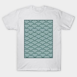 Seigaiha Waves Japanese Pattern Forest Green T-Shirt